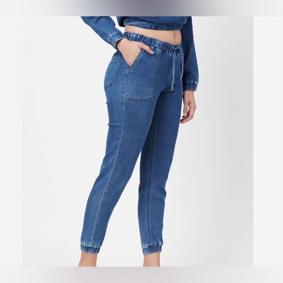 Copper Flash Mid Rise Blue Denim Jogger Jeans size 8P - Picture 8 of 8